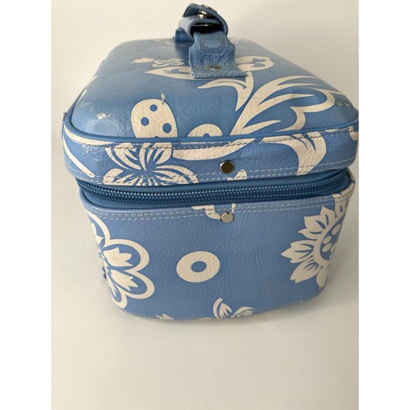 ROXY Make-Up Case Hawaiian Floral Blue Vintage Large READ - Picture 7 of 16